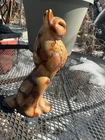 Royal Haeger 1940s Egyptian cat head up amber glaze R-494 chipped ear MCM