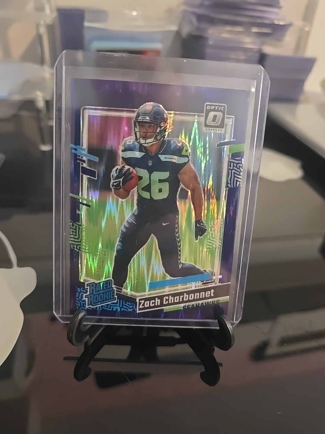 2023 Panini Donruss Optic - Rated Rookie Zach Charbonnet #294 Purple Shock Prizm