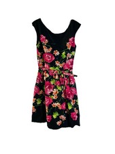 Eliza J Dress Womens 8 Floral Belt A Line Dark Romantic Cottage