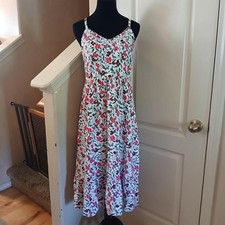 NWT Old Navy floral cami midi sundress smocked back spaghetti straps M coquette