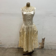 Antique 1920s Silk  Lace White Pearl Robe de Style Flapper Dress Bridal Wedding