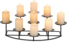 Candelabra Fireplace Candle Holder: Black Metal Pillar Large,