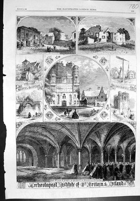 Old Print Archaeological Institute Rochester Cathedral Malling Abbey 1863 19th