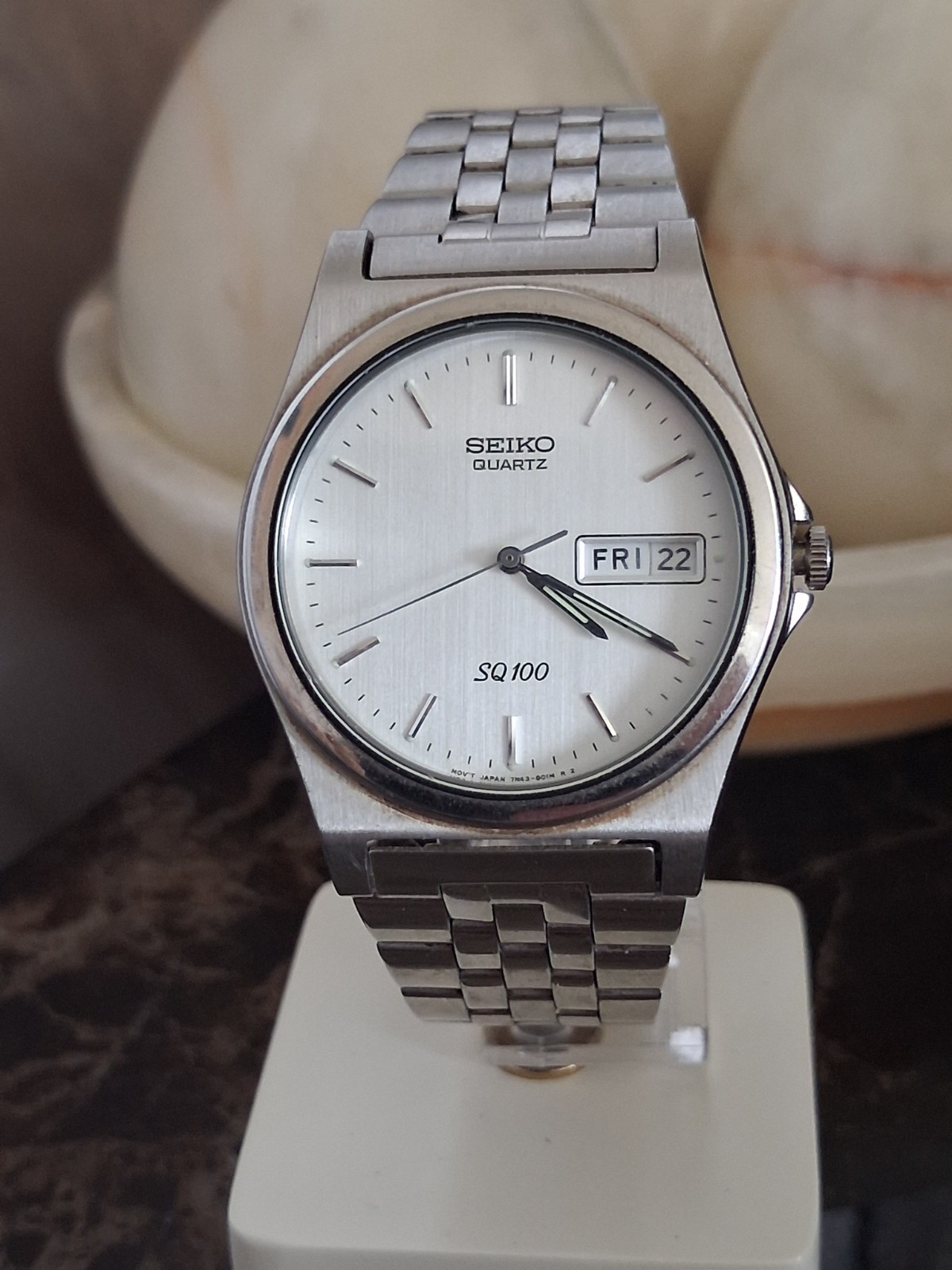 Mens Vintage Seiko Watch Quartz SQ100 Boxed Immaculate Condition image 4
