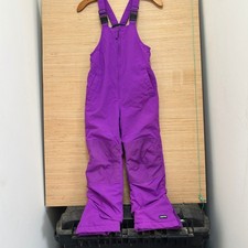Lands End Kids Purple Insulated Snow Bibs Adjustable Ski Overalls Size 7