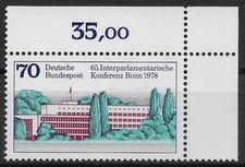 Bund 1978 ** Mi 976 Konferenz Bonn vom Eckrand Ecke Bogenecke oben rechts 01593C