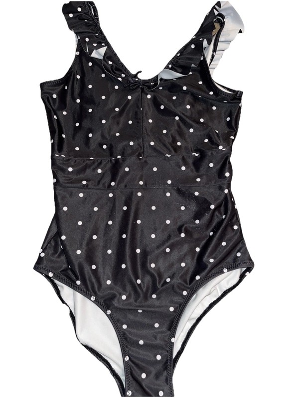 H & M Girls Polka Dot Black & White Swimsuit 10-12 Years