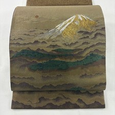 JAPANESE KIMONO BELT FUKURO OBI GOLDEN TEA OTAIKO-GARA PURE SILK DD10159