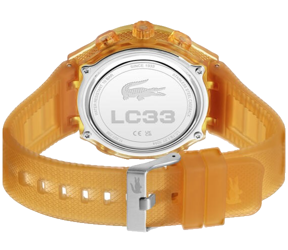 Lacoste LC33 2011431 Orange Analog-Digital Quartz Watch, 100m Depth, New in Box LC33 Analog and Digital Silicone Watch - Watches & Jewelry  main image 2