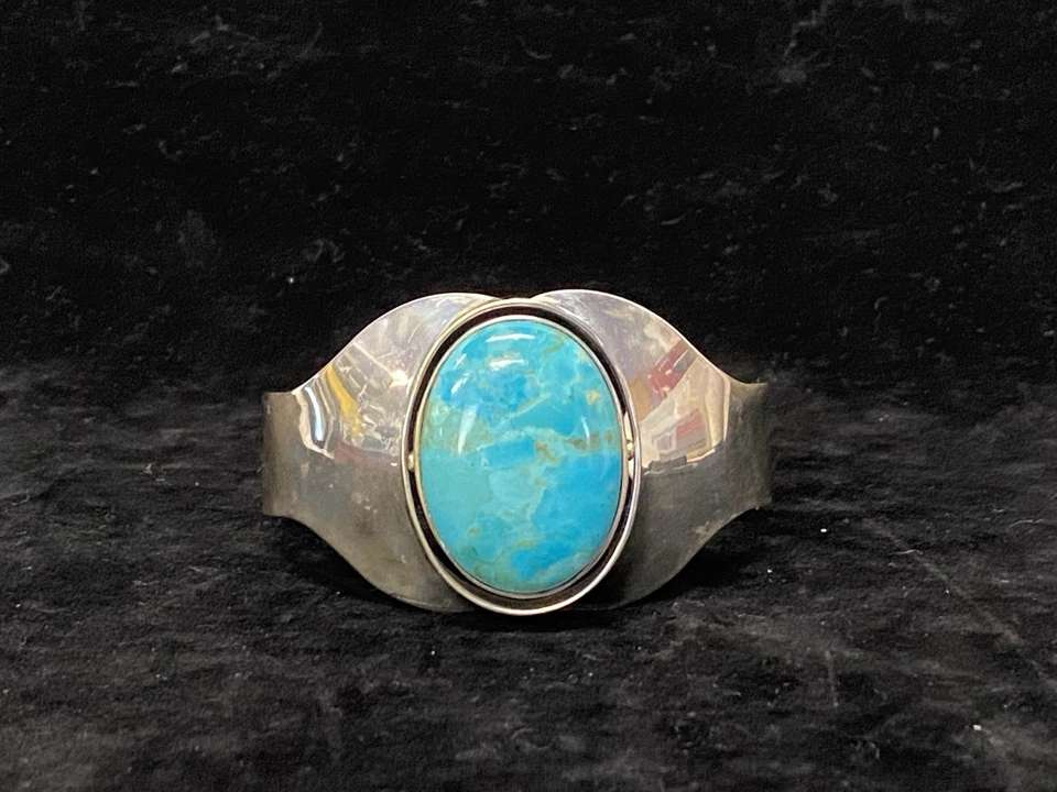 Jay King DTR 925 Sterling Turquoise Wide Cuff Bracelet Chunky Modern JB12