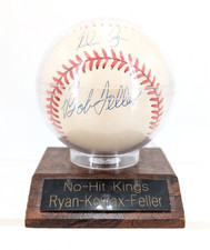 Vintage "No Hit Kings" Ryan Koufax Nolan Ryan Bob Feller Autographed Baseball