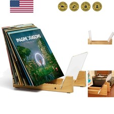Easy Assembly Vinyl Record Storage - Solid Wood  Shatterproof Acrylic Holder