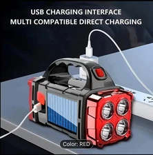 Solar & USB Rechargeable LED Lantern Flashlight, 1500mAh Nickel Battery,