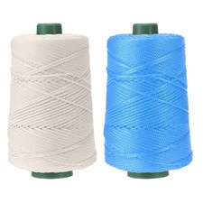 2 Pcs Polyester Macrame Cord, 3mm x 219 Yards Macrame Cords - Beige/Light Blue 
