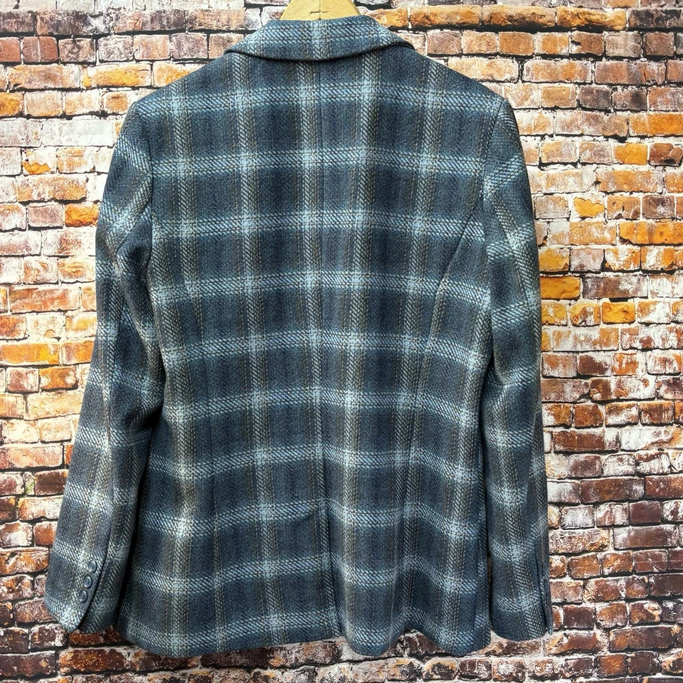 Blazer Chadwicks para mujer talla 14 W tartán chaqueta a cuadros mezcla de lana azul gris Foto 4 de 4