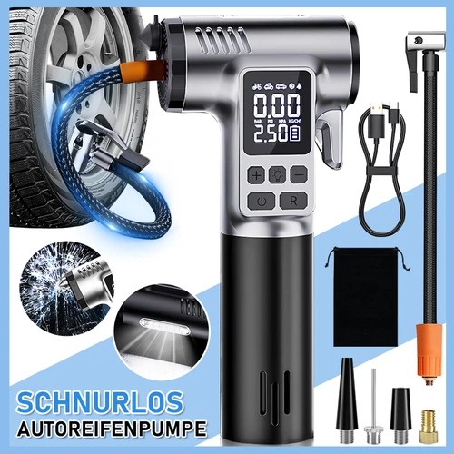 LCD Elektrische Luftpumpe Akku Kabellos Auto Reifen Druckluft Fahrrad Kompressor