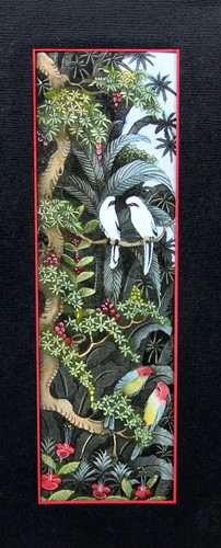 "Keliki Kawan Miniature Flora & Fauna Painting from Bali" (7 3/8H x 2 2/8W) - Picture 6 of 7