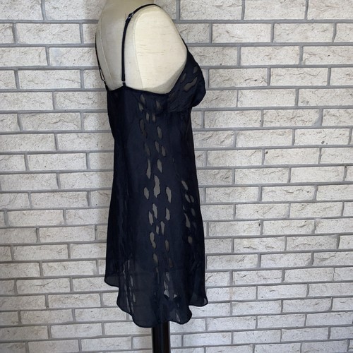 Vintage Secret Treasures Black Burn Out Lace Semi Sheer Bias Slip Dress Medium - Picture 11 of 17