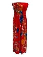 Mlle Gabrielle Strapless Maxi Dress Orange Flame Womens Size Medium Resortwear