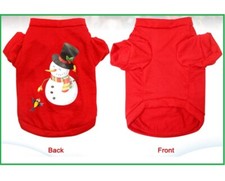 Dog or Cat Christmas Clothes - Red Size Small Shirt Puppy Pet Clothes - Snowman