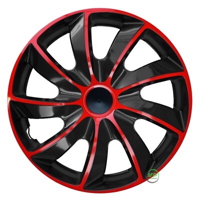 Radkappen Radzierblenden 14 Zoll Rot-Quad 4Er Set