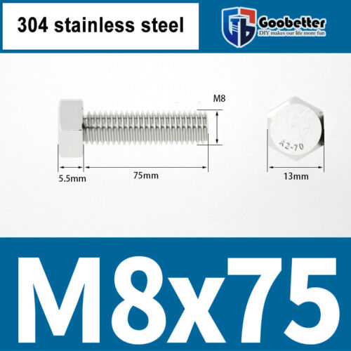 Tornillo de cabeza hexagonal M6 M8 M10 rosca completa acero inoxidable longitud 8 mm ~ 100 mm - Imagen 52 de 72
