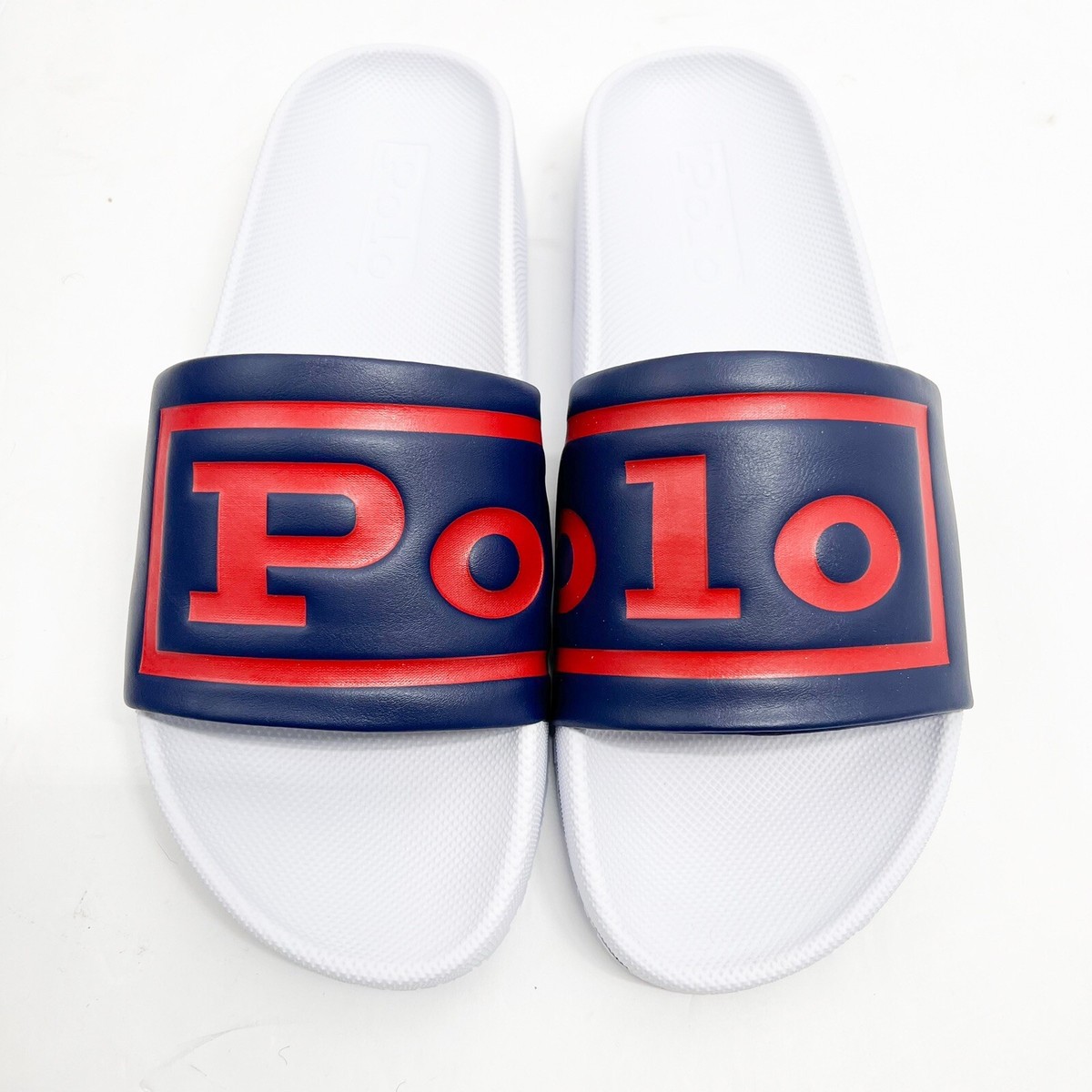 Polo Ralph Lauren Cayson MEN SZ 10 POLO Spell Out Logo Pool Slide
