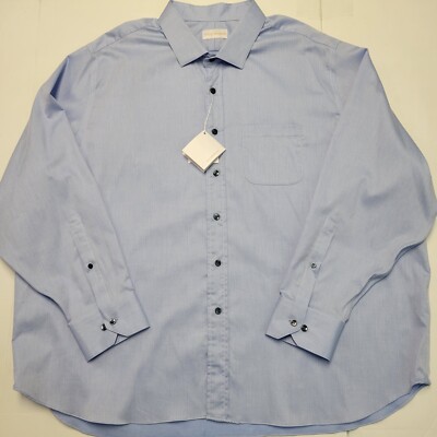 $245 New SCOTT BARBER Casual Button Front Shirt Men's 4XL 20 Light Blue COTTON
