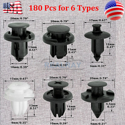 シータモルトversus パーツ付き 180pc Set Plastic Rivets Fender Bumper Push Pin Clips for Chrysler