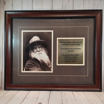 Walt Whitman Special Framed and Matted Photo w/ Etched Quote Plaque Memorabilia