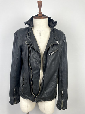Rare Vintage TIGHA Black Schafleder Full Zip Men's Lined Jacket Sz M