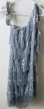 Franco American Jazz Tap Costume Silver Shimmer Flapper 1920s Dress M Halloween