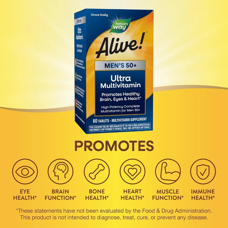 Nature's Way Alive! Multivitamínico ultra diario 50+ para hombre: fórmula de alta potencia 2X Foto 4 de 4