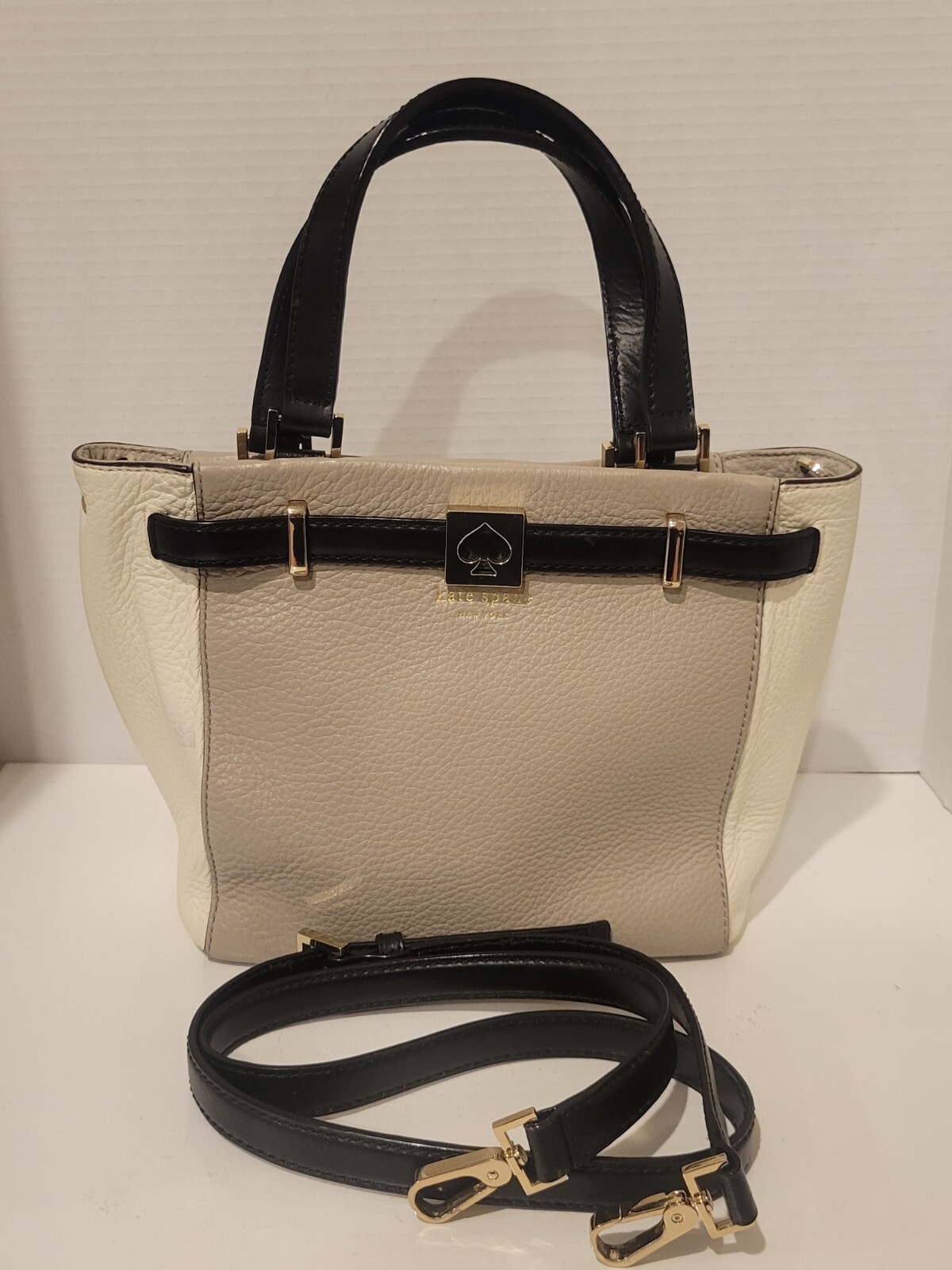 Kate Spade Houston Street Two Tone Handbag Pebbled Leather Crossbody