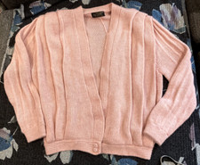 Baby Alpaca Cardigan Made in Peru Soft pink with shoulder pads and buttons