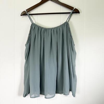 Meraki Blue Sheer Long Sleeve Off The Shoulder Blouse Women's XL