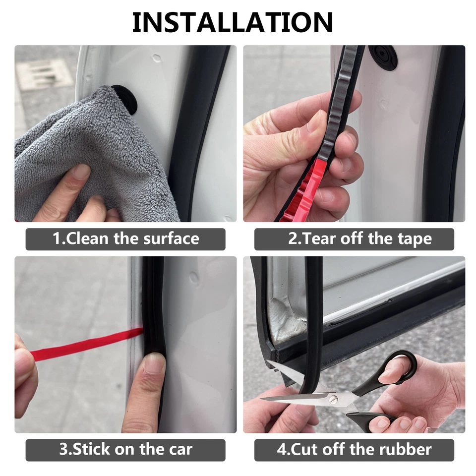 Car 16M/52ft L-Shape Door Trunk Seal Strip Rubber Weather Strip Edge Auto Guard - Image 4 of 4