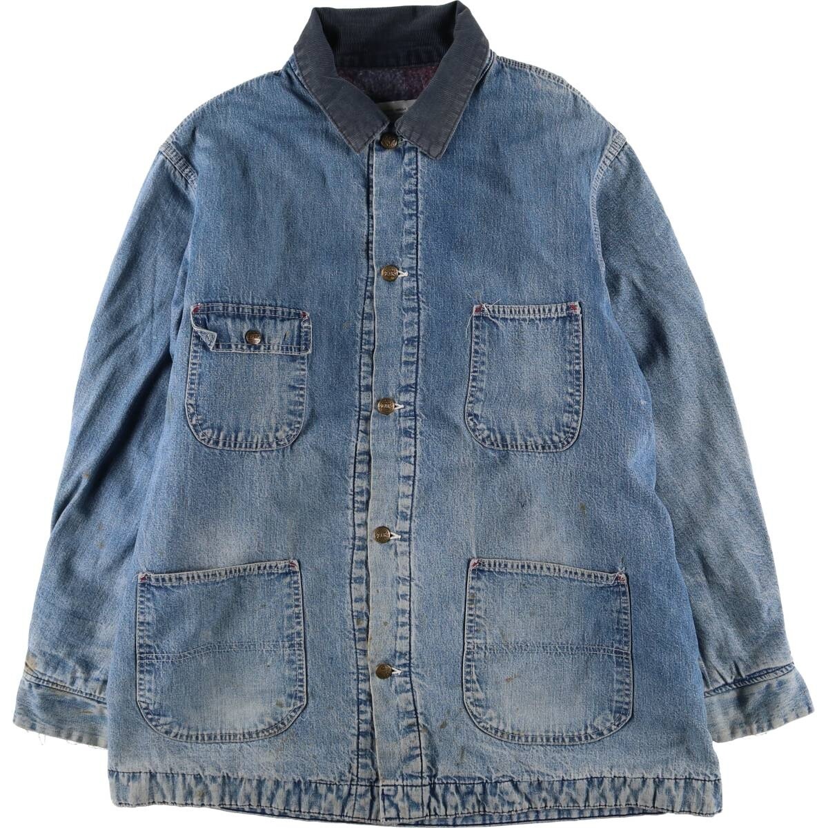 sears work leisure カバーオール XL 70'S Sears WORK LEISURE denim coveralls, men's XL equivalent