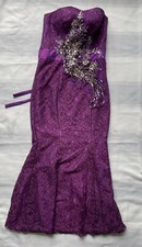 NWT Pageant Gala Prom Bridesmaid Mermaid Dress With Beads Sequin Purple Size 8