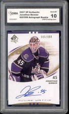 2007 Jonathan  Bernier SP Autentic Autograph rookie Gem Mint 10 #219