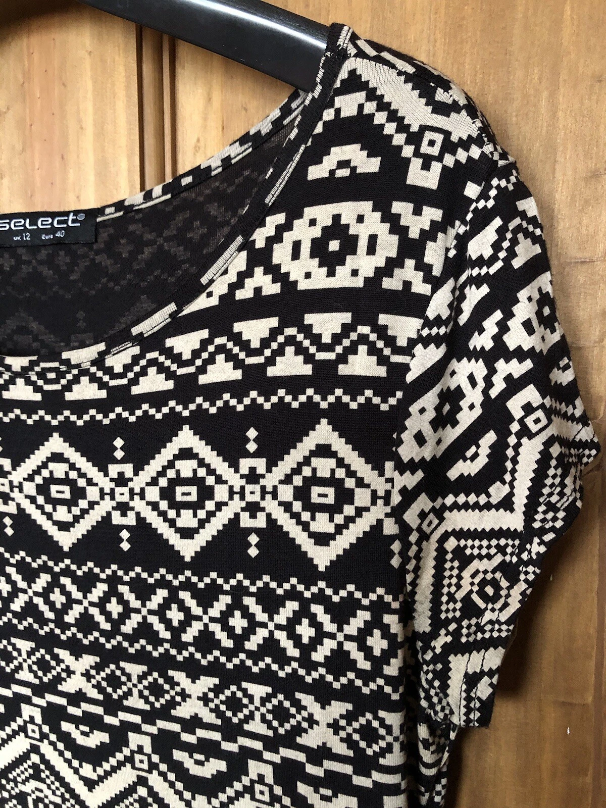 OFF WHITE Abito midi nero panna bianco sporco zig zag azteco bodycon 12