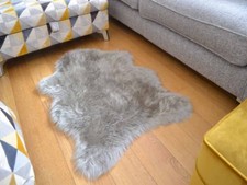 Image of Plain Soft Fluffy Bedroom Faux Fur Fake Single Sheepskin Rugs Washable Hairy Mat