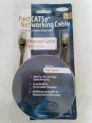 Belkin Fast Cat 5e Networking Cable 350 MHz High Speed  RJ45 Male/Male 7 ft NWT
