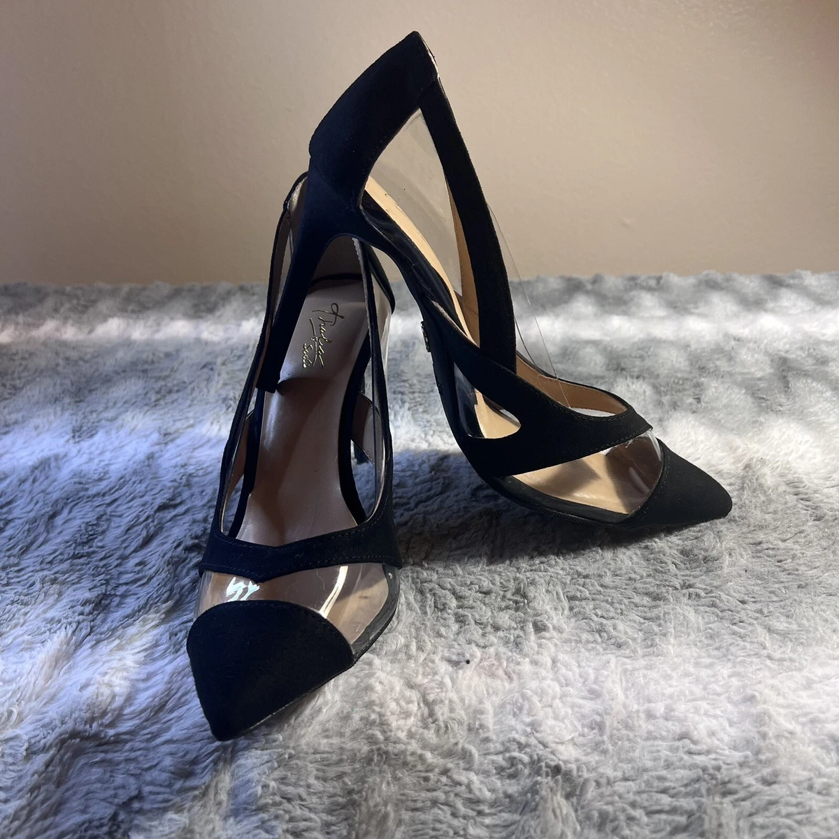 THALIA SODI Shoes Women Black Panels Nessy Pointed Toe Stiletto Slip On Pumps 7M