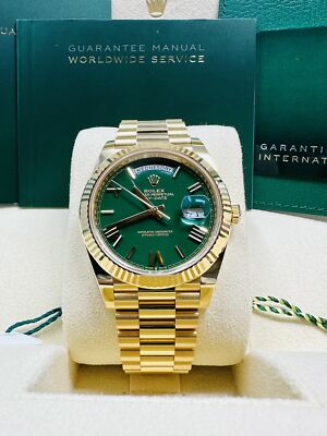 Rolex President Day-Date 40MM Green Roman Dial Yellow Gold 228238