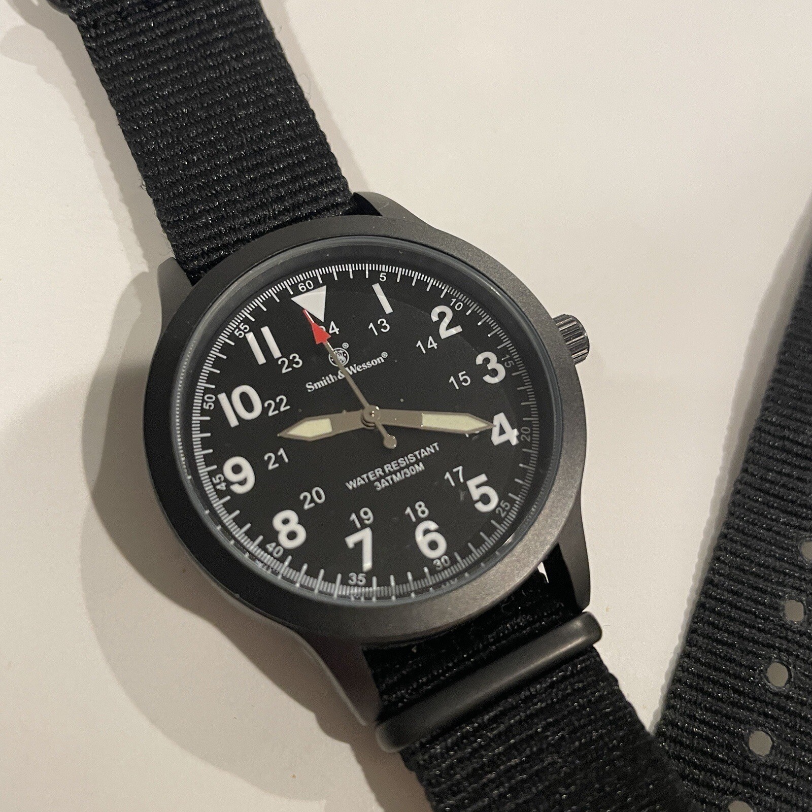 Smith & Wesson Black Canvas Tactical Field Watch Military Case 30m Water Resist