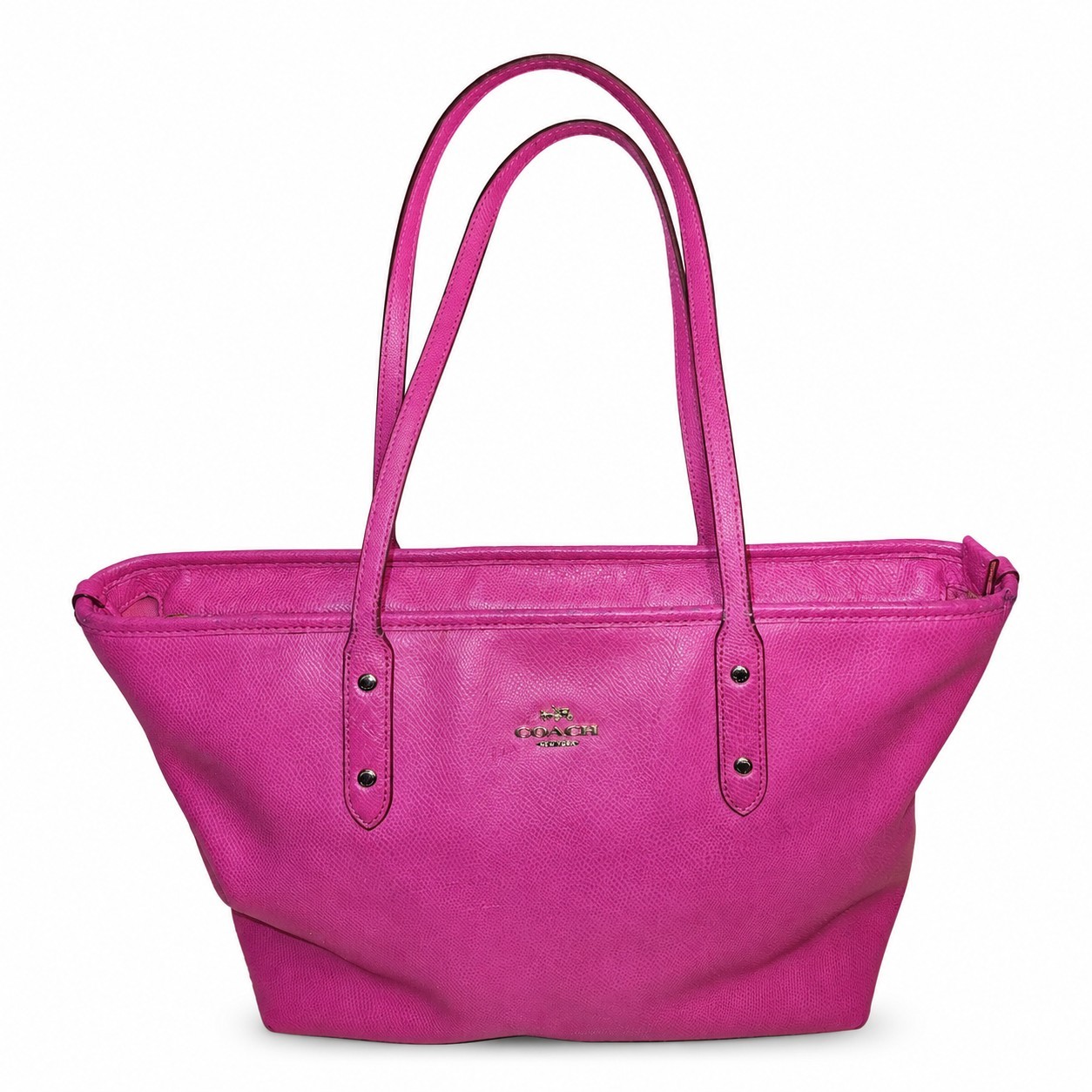 Coach City Zip Tote F37785 Dahlia Hot Pink Leather Y2… - Gem