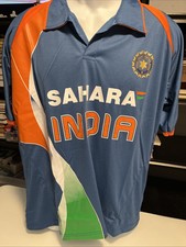 India Cricket Polo Shirt Men L Blue trikot Sahara Logo Dri Fit Size 38