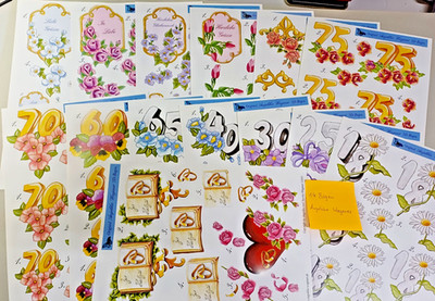 14x Original Angelika Wagner 3D Bastelbögen Hochzeit Jubiläum Zahlen Blumen Neu