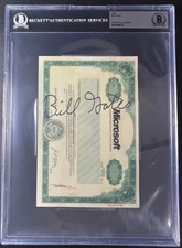 BILL GATES Signed Microsoft StockCertificateP...